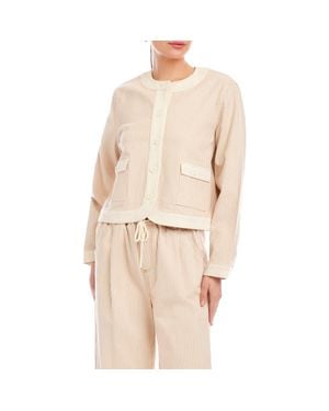 Fifteen Twenty Myra Stripe Contrast Trim Crop Jacket - Natural
