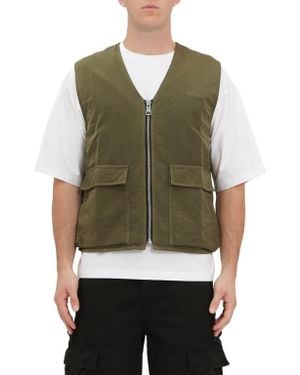 Purple Brand Woven Full Zip Vest - Green