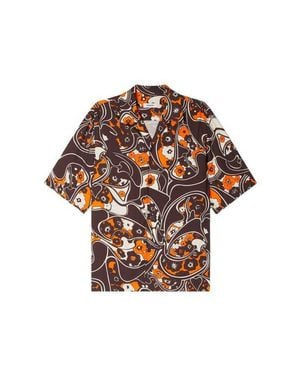 Sandro Loose-Fit Print Shark Collar Shirt - Multicolor
