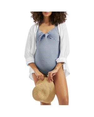 Ripe Maternity Dune Stripe One Piece Maternity Swimsuit - Blue