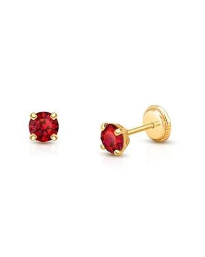 Tiny Blessings 14K 4Mm Crystal Birthstone Studs Screw Back Earrings - Red