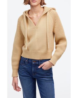 Madewell Open Neck Rib Hoodie - Blue