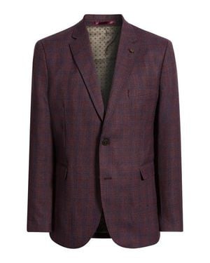 Johnston & Murphy Townsend Windowpane Plaid Wool Sport Coat - Purple