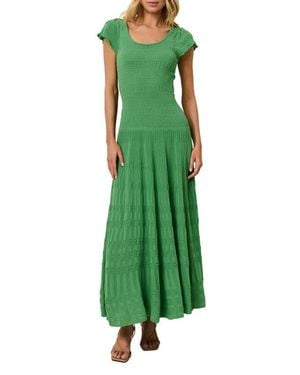 Solid & Striped The Belle Rib Knit Fit & Flare Midi Dress - Green