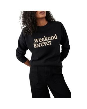 Mint Velvet Weekend Forever Slogan Sweatshirt - Black