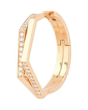 Repossi Antifer 2-Row Diamond Pavé Huggie Hoop Earring - Metallic