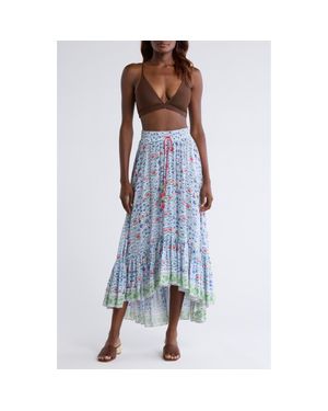 Alicia Bell Margo Cotton & Silk Cover-Up High-Low Skirt - Blue