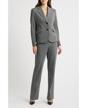 Anne Klein Herringbone Blazer, Skirt & Pants Set - Gray