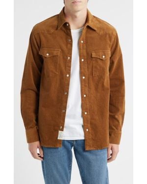 Schott Nyc Cotton Corduroy Western Shirt - Brown