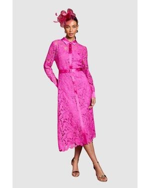 Coast Lace Shirt Long Sleeve Dress - Pink