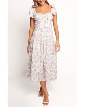 Petal & Pup Kara Floral Eyelet Cotton Crop Top & Midi Skirt Set - Pink