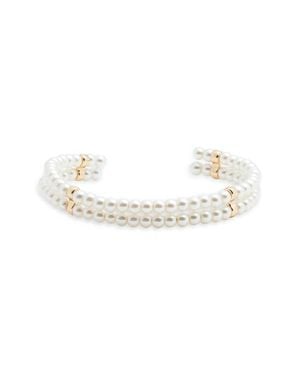 Nordstrom Faux Pearl Flexible Cuff Bracelet - White