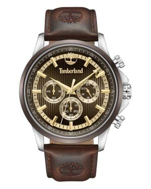 Timberland Bernardston Multifunction Chronograph Leather Strap Watch, 45Mm - Gray