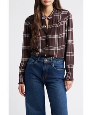 Rails Alanna Ruffle Plaid Snap-Up Shirt - Blue