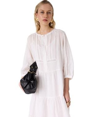 Gerard Darel Pintuck Tiered Midi Lace Dress - White