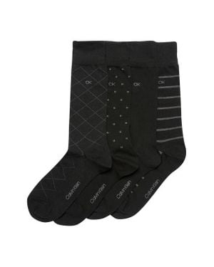 Calvin Klein Assorted 4-Pack Cotton Blend Crew Socks - Black