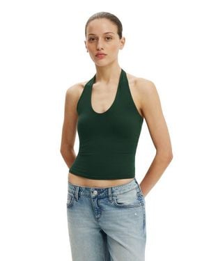 Cotton On All Day V Neck Halter - Green