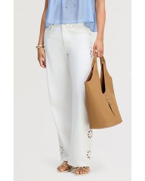 Sam Edelman Cutout Wide Leg Jeans - White