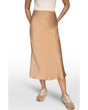 Donna Karan Satin Midi Skirt - Natural