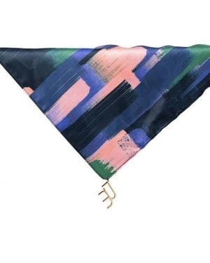 DAI MODA Zion Print Versa Scarf With Logo Hardware - Blue