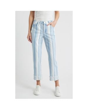 Wit & Wisdom Frayed Cuffed High Waist Boyfriend Jeans - Blue