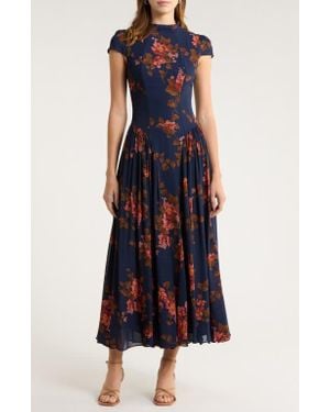 Reformation Maven Floral Print Maxi Dress - Blue