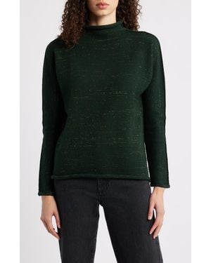 Frank & Eileen Monterey Stripe Cotton Funnel Neck Sweater - Black