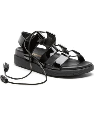 La Canadienne Rambler Ankle Wrap Platform Sandal - Black