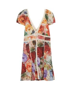 Alice + Olivia Rose Print Lace Minidress - Orange