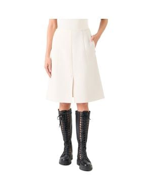 Akris Pleated Cotton & Silk A-Line Skirt - White