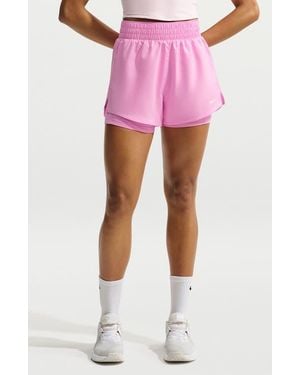 Nike One Dri-Fit High-Waisted 3-Inch 2-In-1 Shorts - Pink