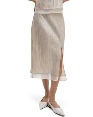 Rag & Bone Suki Metallic Midi Skirt - Natural