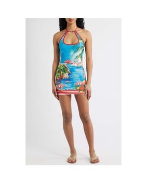 Kulani Kinis Beaded Halter Minidress - Blue