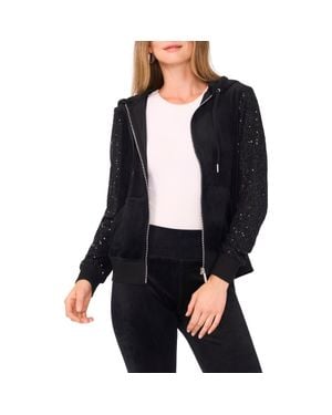 Vince Camuto Sequin Sleeve Hoodie - Black