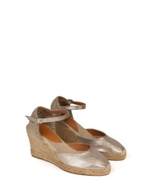 Penelope Chilvers Metallic Espadrille Wedge - Brown