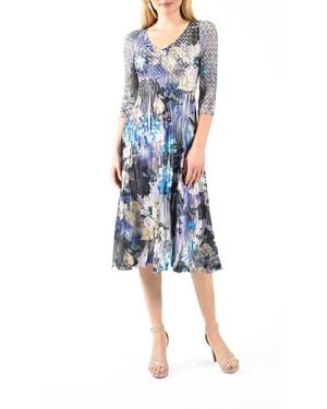 Komarov Charmuese Dress With Lace Sleeve - Blue