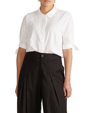 UNIVERSAL STANDARD Luisa Linen Blend Button-Up Shirt - White