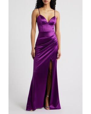 Emerald Sundae Satin Corset Gown - Purple