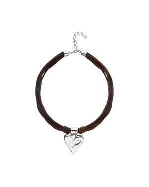 Uno De 50 Silk Thread Blend Necklace With Leather And Heart Detail - Blue