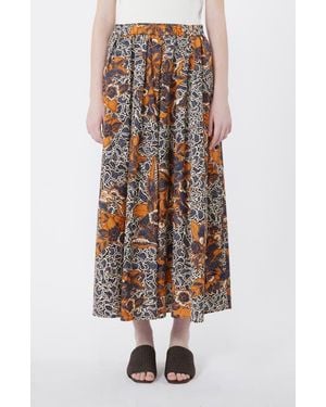 Weekend by Maxmara Uomo Paisley Floral Cotton Skirt - Blue