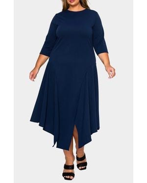 L I V D Vida Asymmetric Split Hem Crepe Maxi Dress - Blue
