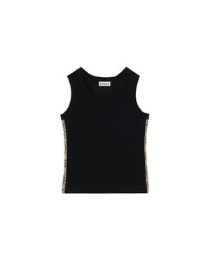 Burberry Check Trim Stretch Cotton Vest - Black