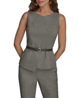 Donna Karan Sleeveless Belted Top - Gray