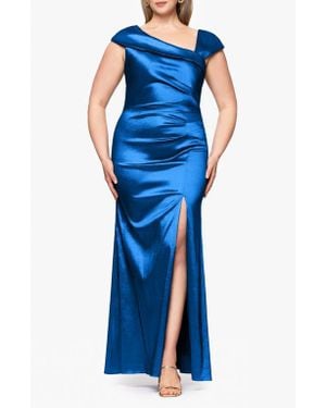 Xscape Evenings Stretch Taffeta Trumpet Gown - Blue