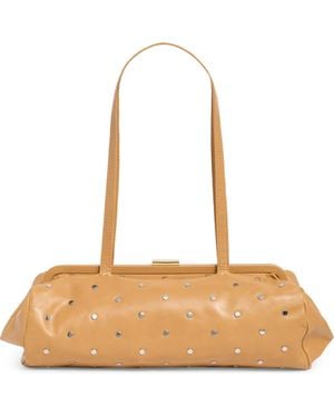 Clare V. Yvette Stud Leather Shoulder Bag - Natural