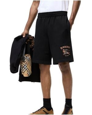 Burberry Knight Check Cotton Shorts - Black