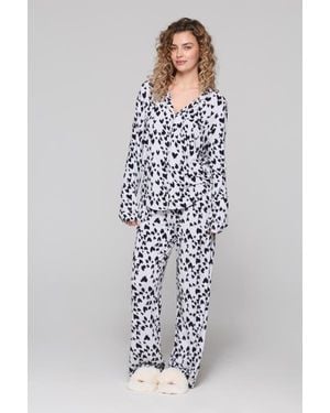 Crickle Daisy Puppy Love Long Pajama Set - White