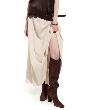 DELUC Belted Clouet Blend Maxi Skirt - Multicolor