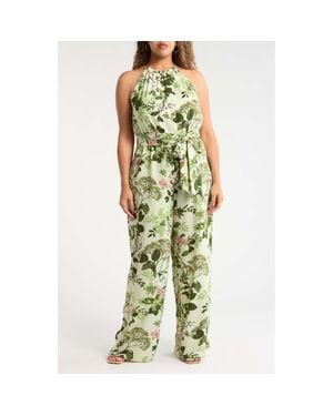 Sugarlips Zane Floral Lighthearted Trapeze Jumpsuit - Green