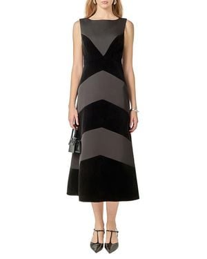English Factory Velvet & Satin A-Line Dress - Black